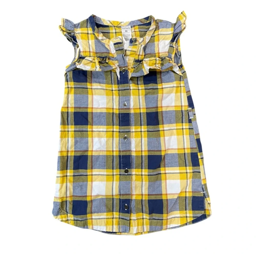 Carters Plaid Yellow, Blue and White Dress